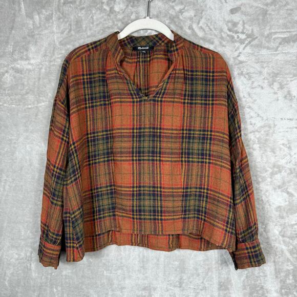 Madewell Popover Shirt XXS 2XS Plaid Chestnut - Picture 7 of 14